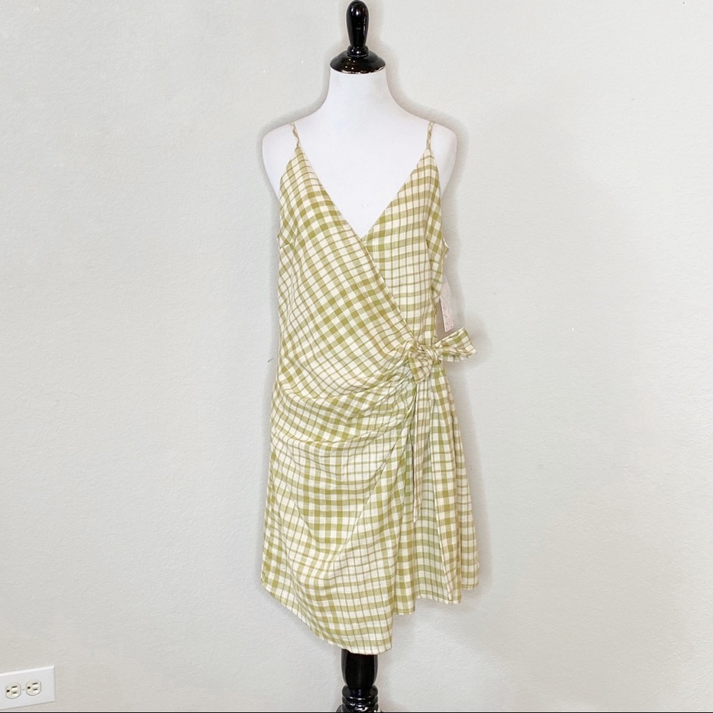 Free People Nodia Gingham Wrap Dress Size 10 - Picture 3 of 9